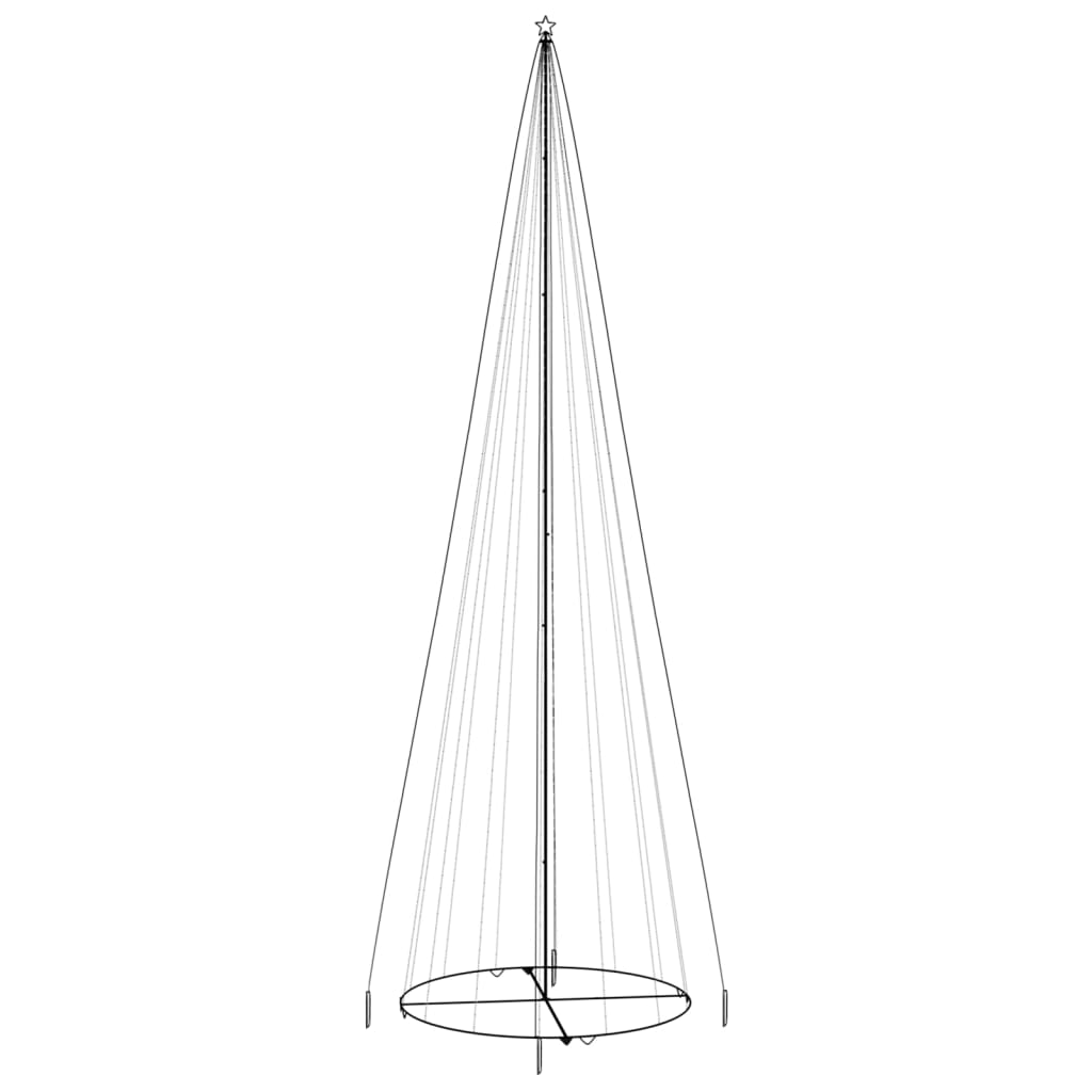 A black and white line drawing of a conical Christmas tree frame with a star on top.
