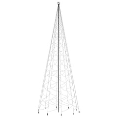 A 26 ft tall outdoor Christmas tree with a steel spike base and 3000 cold white LEDs.