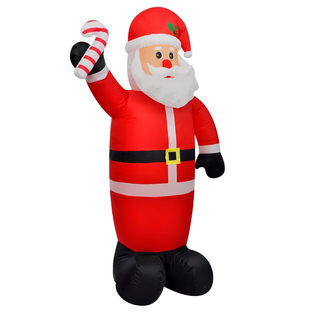 4ft inflatable LED Santa Claus holding a candy cane, in red suit with multicolor lights.