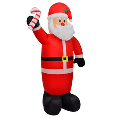 4ft inflatable LED Santa Claus holding a candy cane, in red suit with multicolor lights.