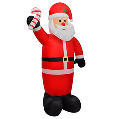 8ft inflatable Santa Claus holding a candy cane, with multicolor LED lights.