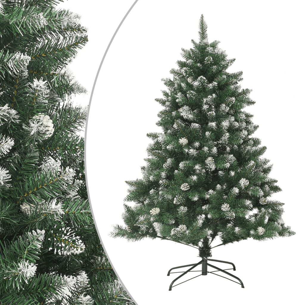 59.1-inch snow-flocked PVC artificial Christmas tree with stand.