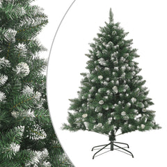 59.1-inch snow-flocked PVC artificial Christmas tree with stand.