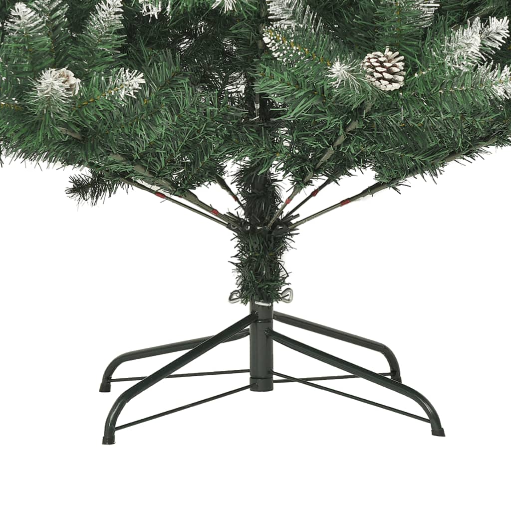 59.1-inch snow-flocked PVC artificial Christmas tree with metal stand.