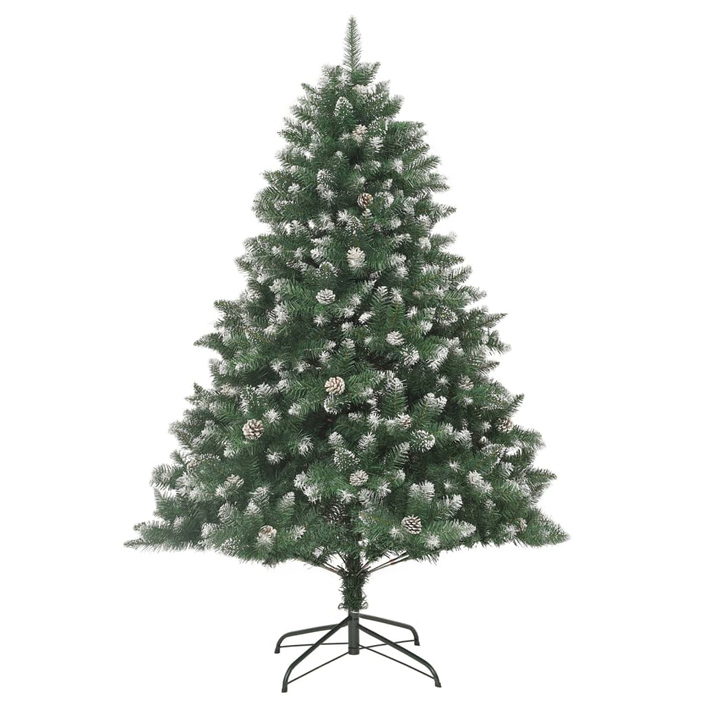 Artificial 70.9-inch Christmas tree with snow-flocked PVC branches and metal stand.