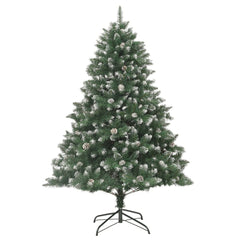 Artificial 70.9-inch Christmas tree with snow-flocked PVC branches and metal stand.
