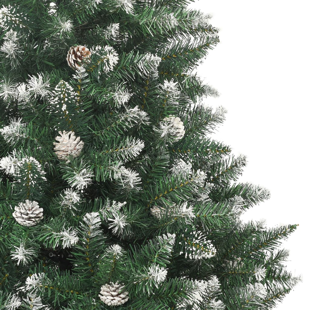 70.9-inch artificial Christmas tree with snow-flocked PVC branches and pine cones on a stand
