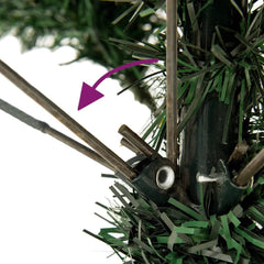 Artificial Christmas tree 82.7" tall with green PVC branches and white snow flocking.