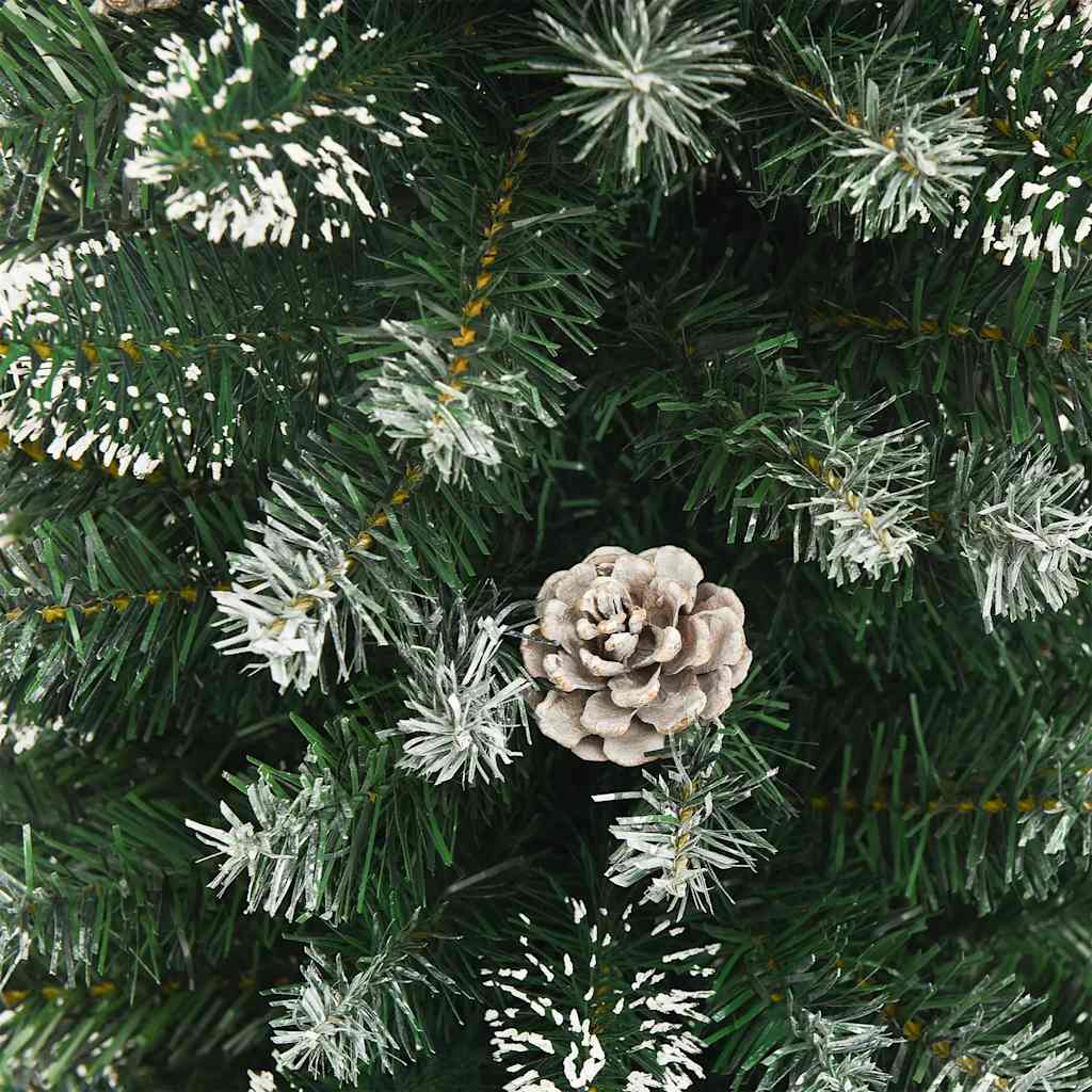 A 6 ft slim artificial Christmas tree with green PVC branches and white snow flocking.