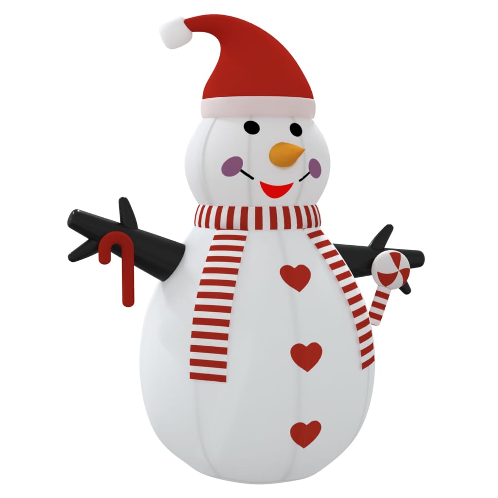 10 ft inflatable snowman with red hat, striped scarf, and multicolor LED lights