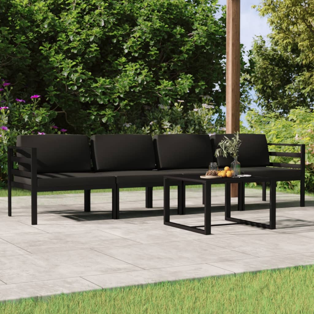 Garden Lounge Set Anthracite Aluminum Large Modular