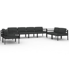 Garden Lounge Set Anthracite Aluminum and Polyester Large Modular