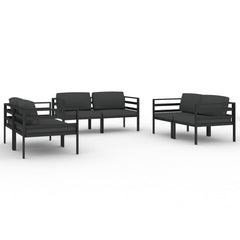 Garden Lounge Set Anthracite Aluminum, Polyester Large