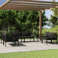 Garden Lounge Set Anthracite Aluminum, Polyester Large