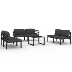 Garden Lounge Set Anthracite Aluminum, Polyester 7 Piece Modular
