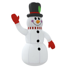 4 ft inflatable snowman made of multicolor Oxford fabric with built-in LEDs.