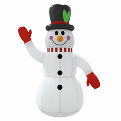 8 ft inflatable snowman with black hat, red gloves, and multicolor LED lights