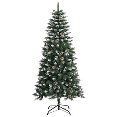 A 47.2-inch green PVC artificial Christmas tree with snow, glitter, and a stand.