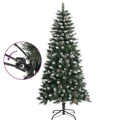 A 47.2-inch green PVC artificial Christmas tree with snow, glitter, and a stand.