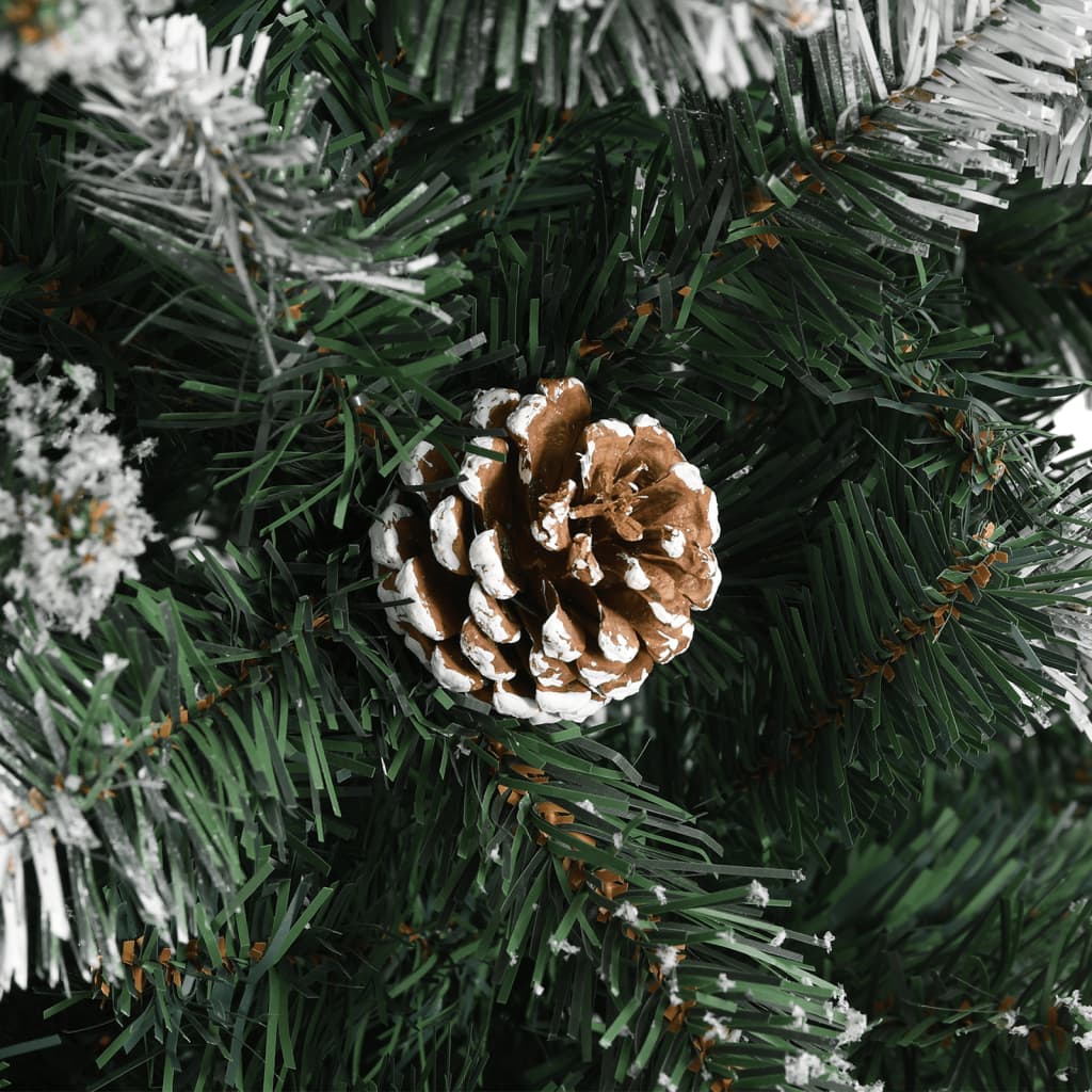 A 47.2-inch green PVC artificial Christmas tree with snow and glitter accents on branches and cones.