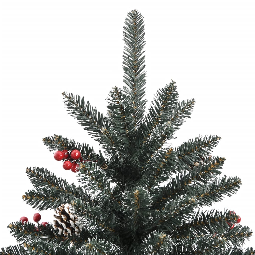 Green 70.9-inch artificial Christmas tree with snow-dusted branches, red berries, and pine cones.