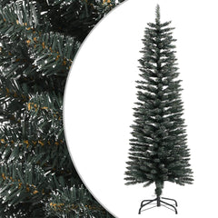 4 ft slim artificial Christmas tree with green PVC branches and snow dusting on tips