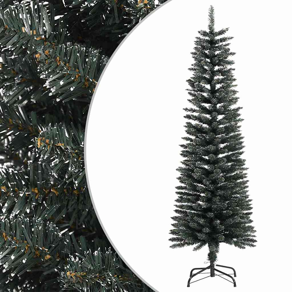 A 5 ft slim artificial Christmas tree with green PVC needles and a black stand.