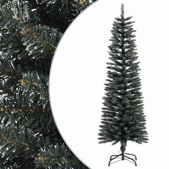 A 5 ft slim artificial Christmas tree with green PVC needles and a black stand.