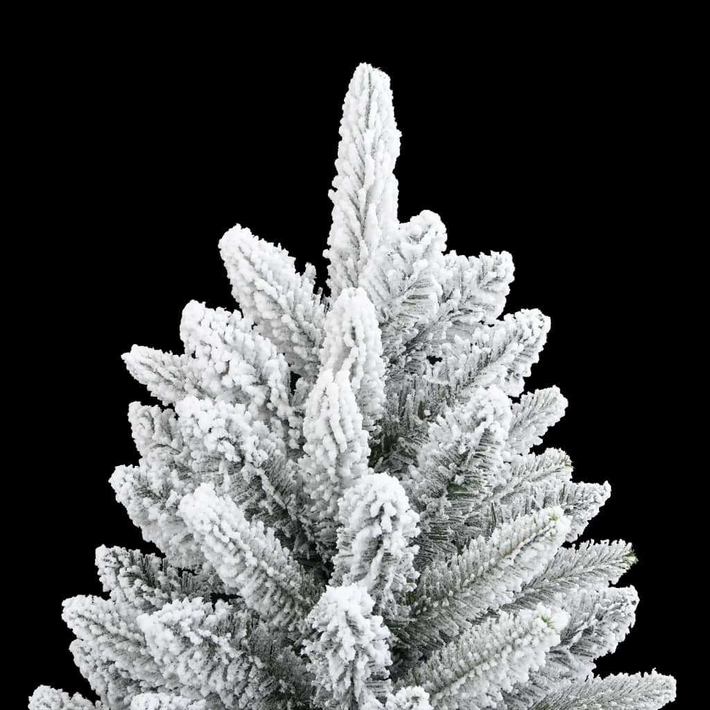 A 4ft artificial Christmas tree with flocked snow on PVC and PE branches, hinged design.