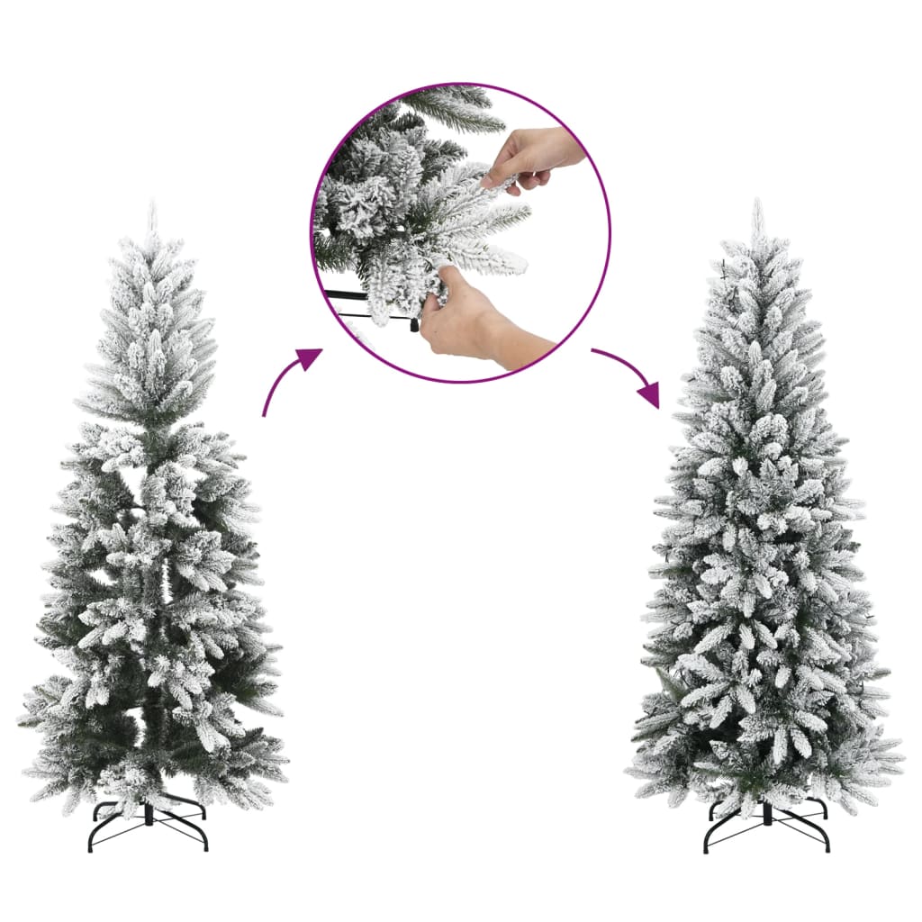 5ft artificial Christmas tree with flocked snow effect and sturdy metal stand.