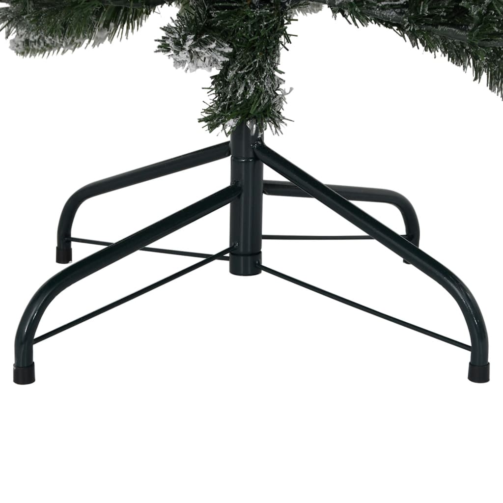 Black metal stand supporting a 5ft flocked snow artificial Christmas tree base.
