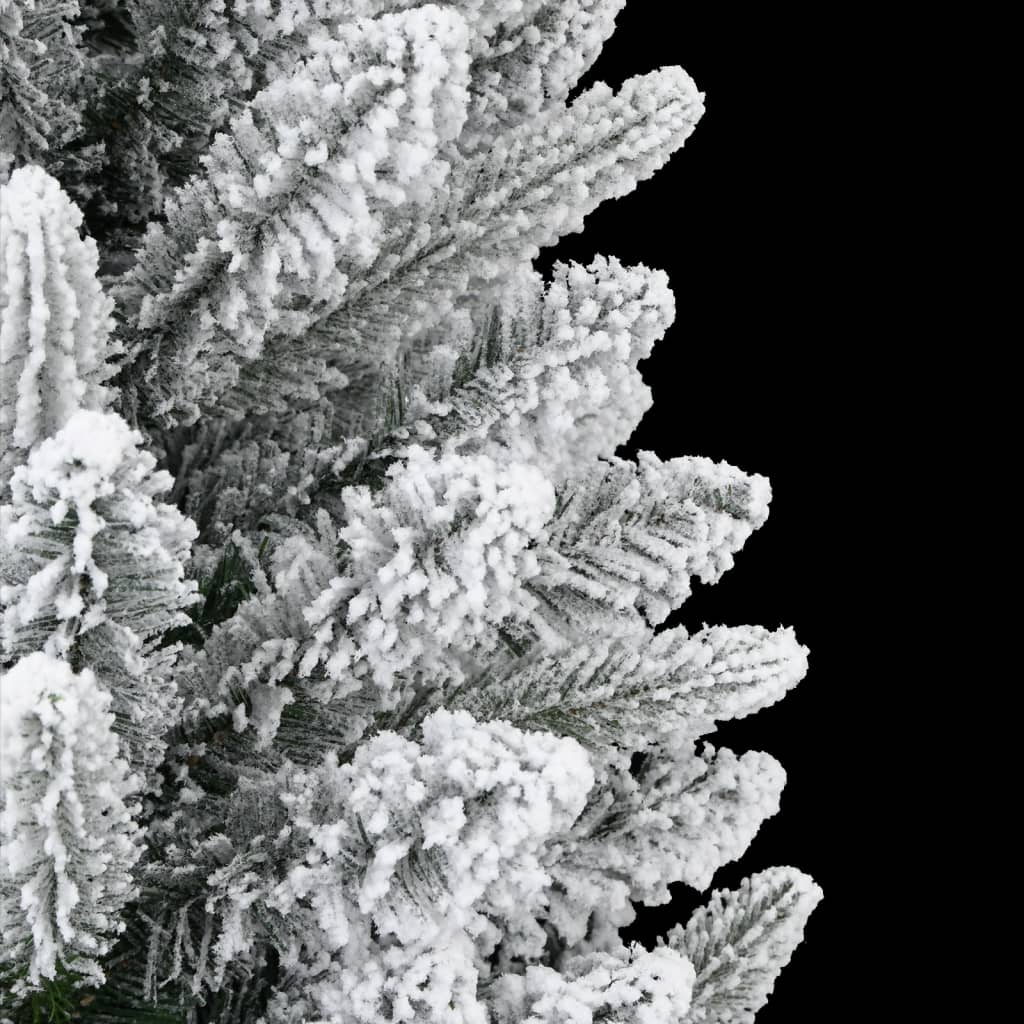 82.7-inch flocked snow artificial Christmas tree with PVC and PE branches.