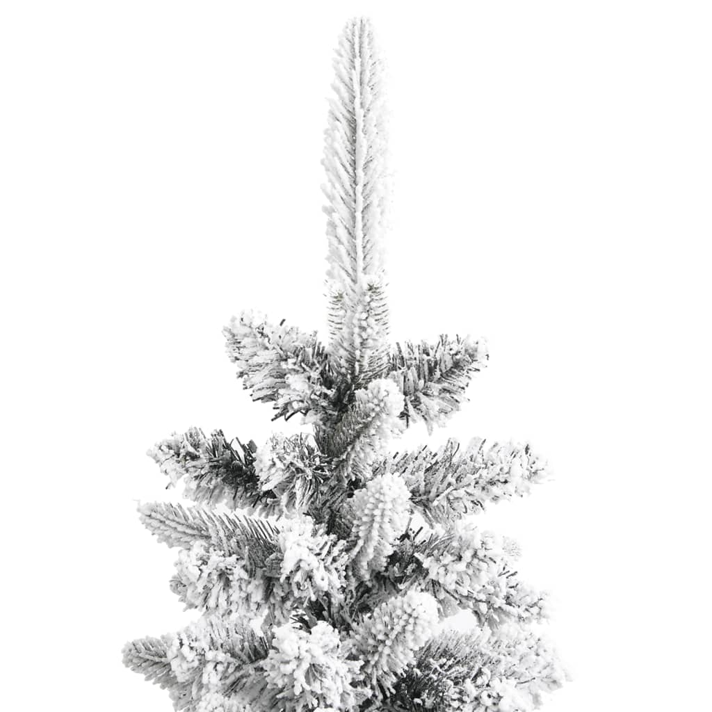 4 ft slim artificial Christmas tree with flocked snow and PVC PE branches on steel stand