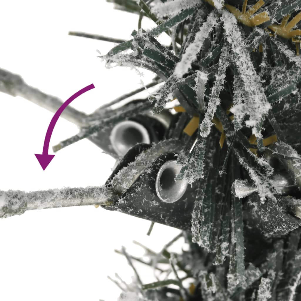 Slim 5 ft artificial Christmas tree with flocked snow PVC and PE branches.