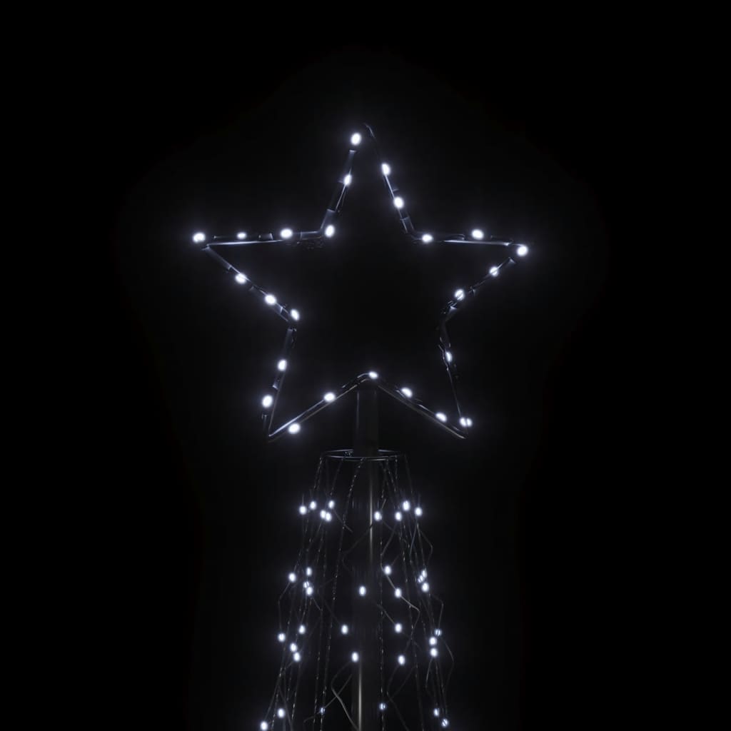 A 10-foot tall Christmas cone tree with 500 cold white LEDs in a zig-zag pattern.