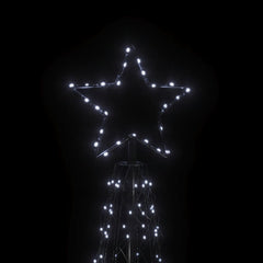 A 10-foot tall Christmas cone tree with 500 cold white LEDs in a zig-zag pattern.
