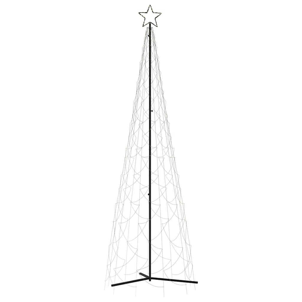 3x10 ft Christmas cone tree with 500 warm white LEDs on a metal frame.