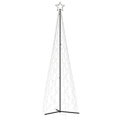 3x10 ft Christmas cone tree with 500 warm white LEDs on a metal frame.