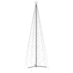Tall cone-shaped Christmas tree frame with 1400 blue LED lights and a star topper.