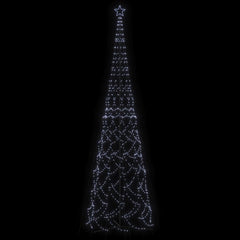 A 26ft tall Christmas cone tree with 3000 cold white LEDs in a zig-zag pattern and 8ft diameter base.