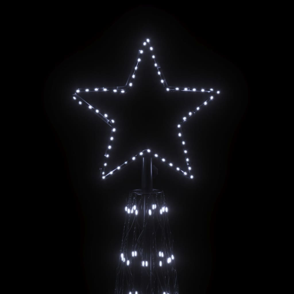 26ft Christmas cone tree with 3000 cold white LEDs and 8ft diameter base.