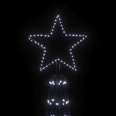26ft Christmas cone tree with 3000 cold white LEDs and 8ft diameter base.