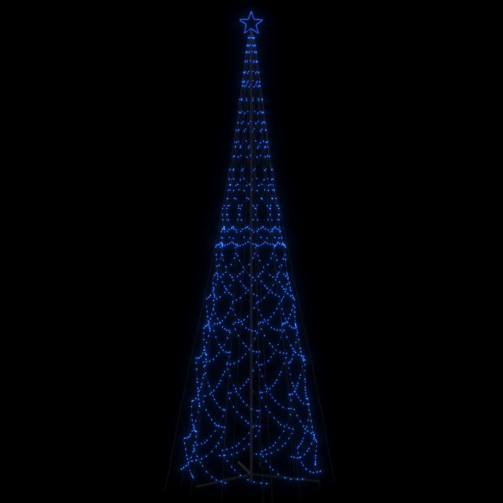 Blue LED Christmas cone tree, 26 ft tall with 3000 lights.