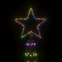 A 26ft tall Christmas cone tree with 3000 colorful LEDs illuminating its zigzag frame.