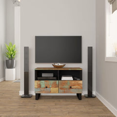 TV Cabinet Multicolor Solid reclaimed wood, engineered wood, iron