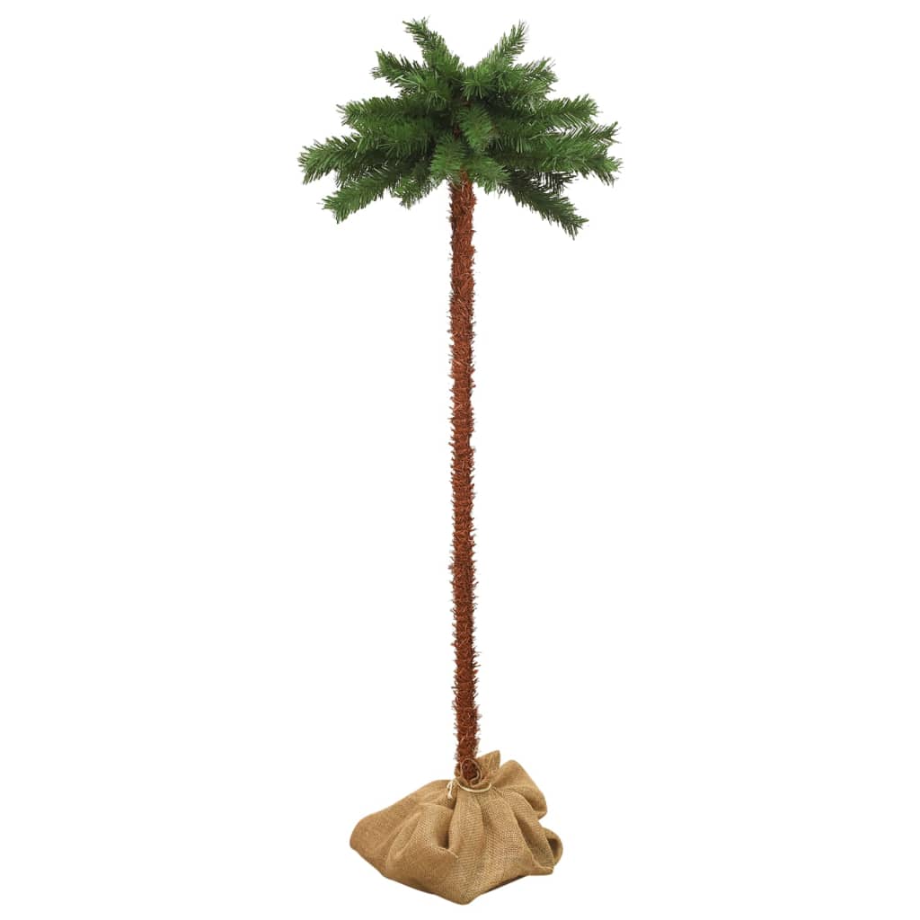 47.2" LED Christmas palm tree with green PVC leaves and 100 warm white lights on linen base
