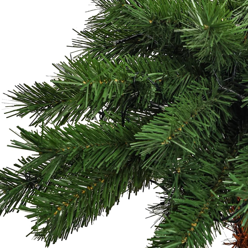 70.9" tall artificial Christmas palm tree with green branches and a brown trunk.