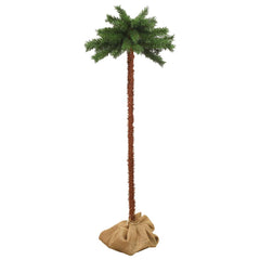 Artificial 82.7" tall Christmas palm tree with green leaves and brown trunk on linen base