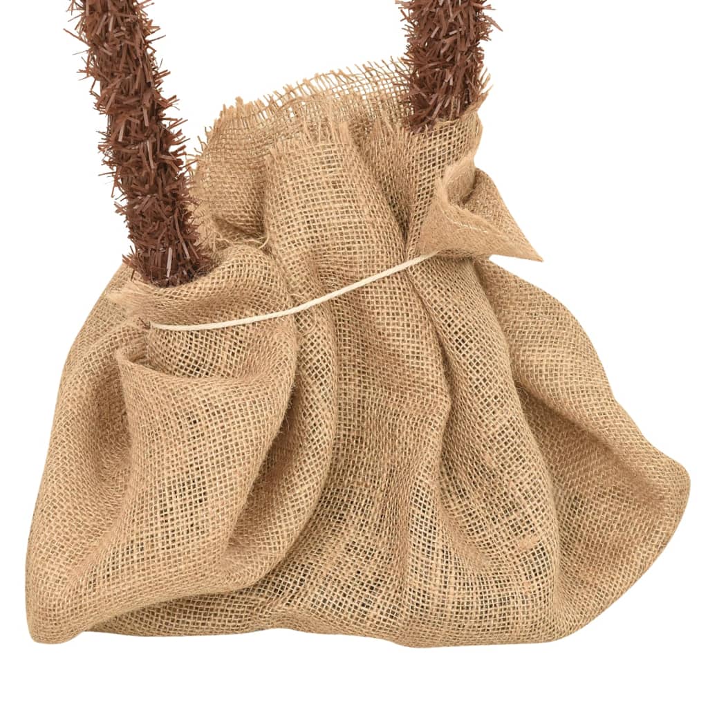 Green PVC LED Christmas palm tree with brown trunk and linen-covered base, 41.3 inches tall.