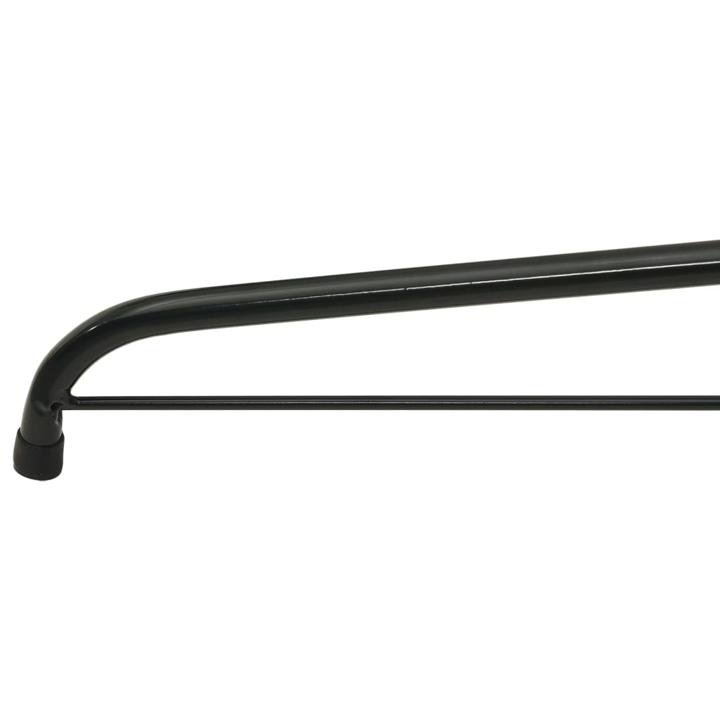 Black steel stand for 6ft artificial Christmas trees with secure bolts and a sleek finish.